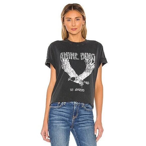 Anine Bing Lili Tee In Washed Black - XS - Picture 1 of 6